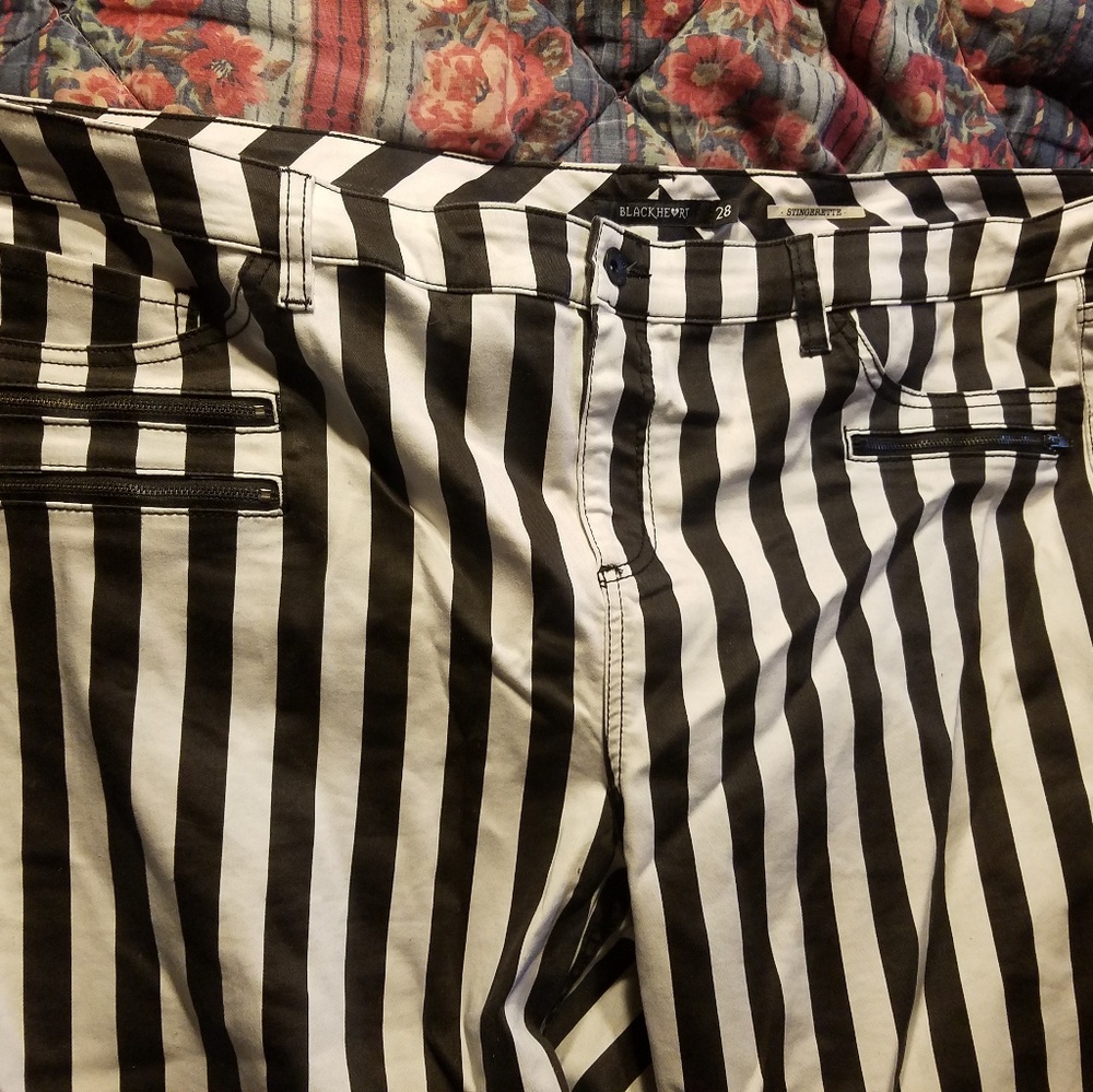 BlackHeart B&W Striped Jeans